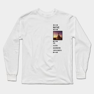 Native American Teepee Side Text Design Long Sleeve T-Shirt